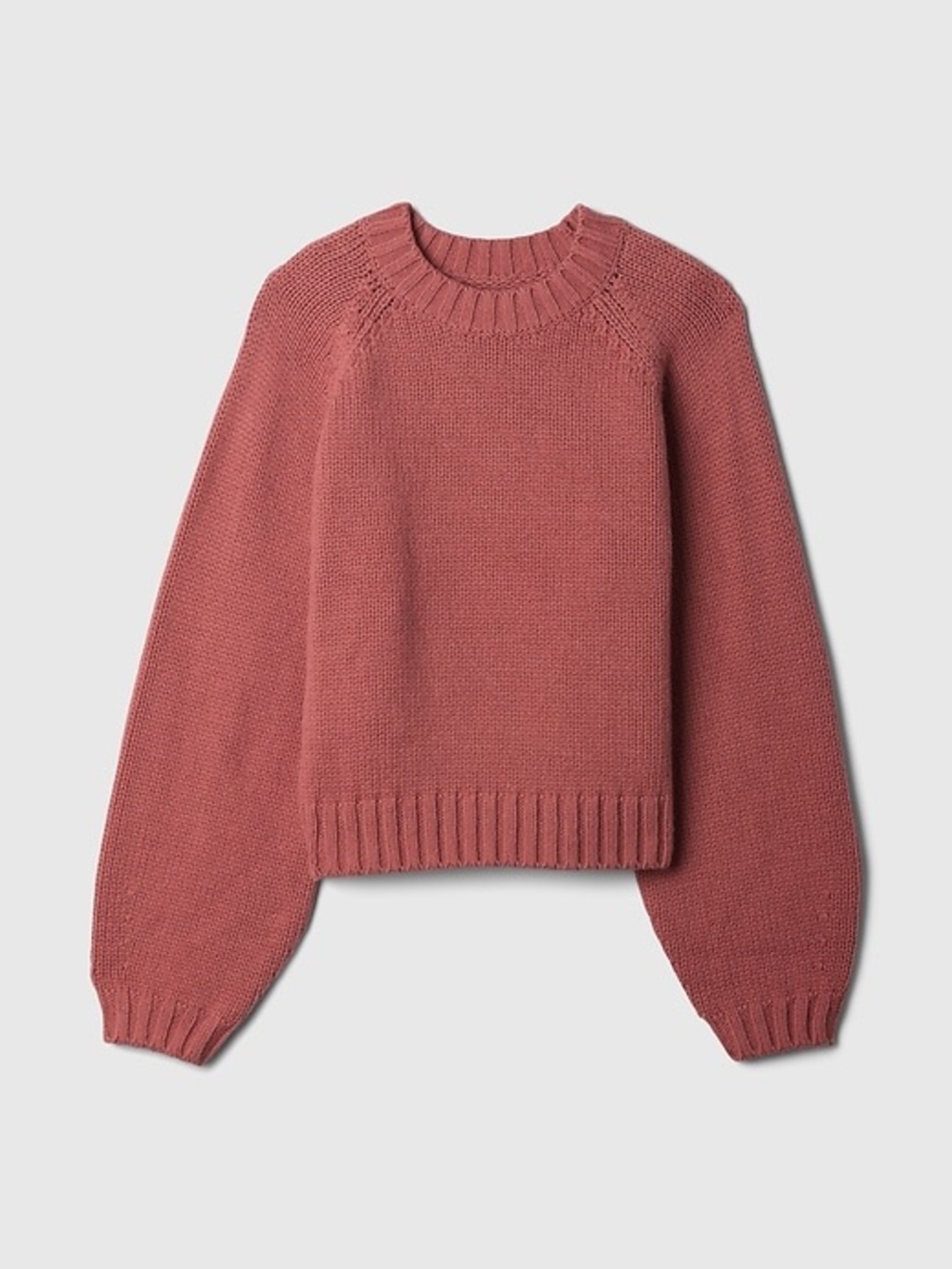 Cotton/Wool Relaxed Balloon Sleeve Sweater